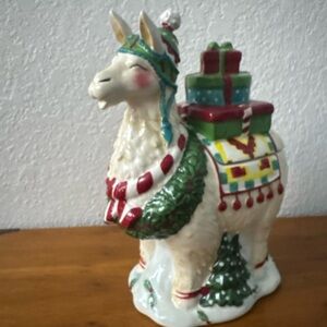 NEW Blue Sky Sleigh Bell Bistro Alpaca Llama Christmas Cookie Jar